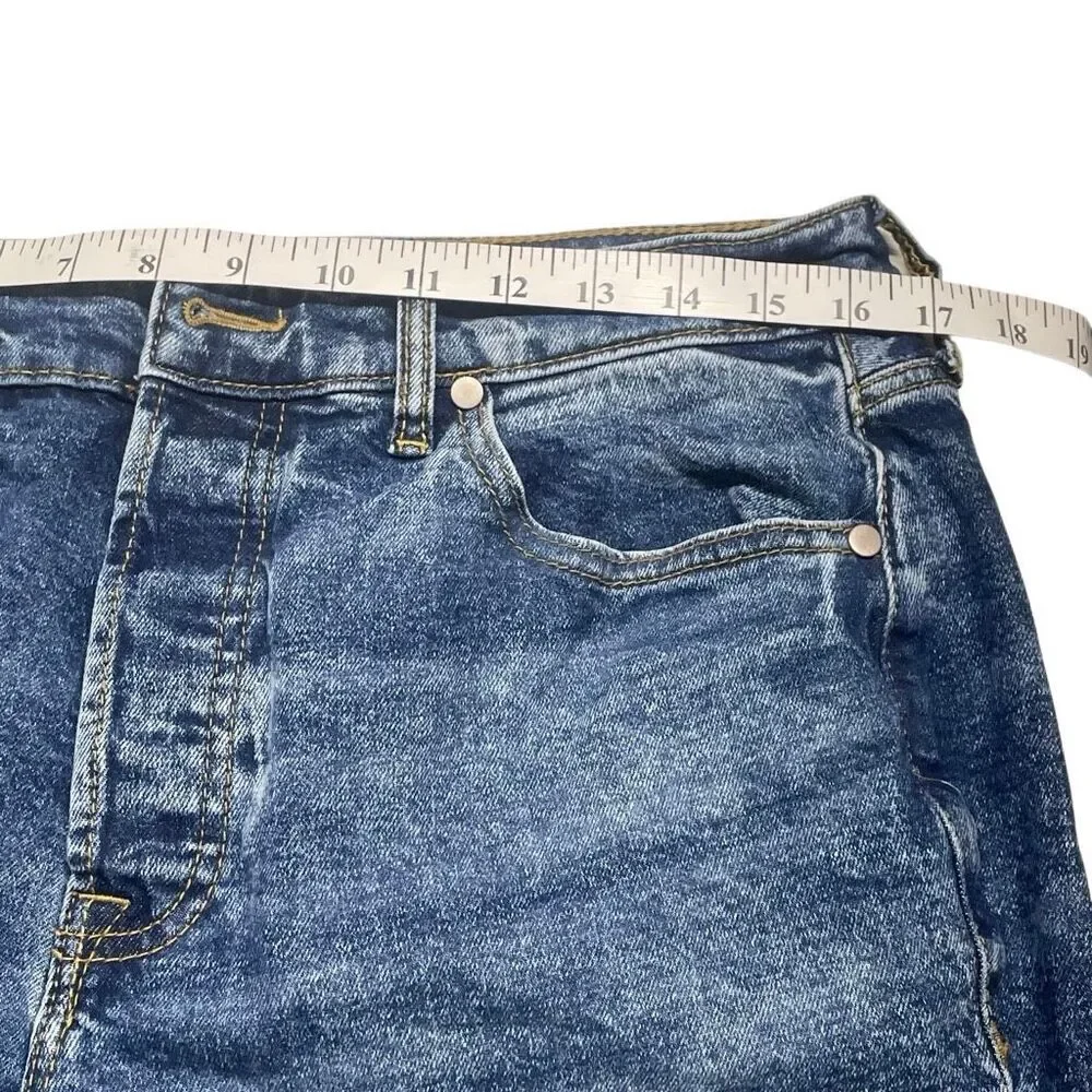 Torrid Love Sick Button Fly Straight Cut Contrast Wash Jeans